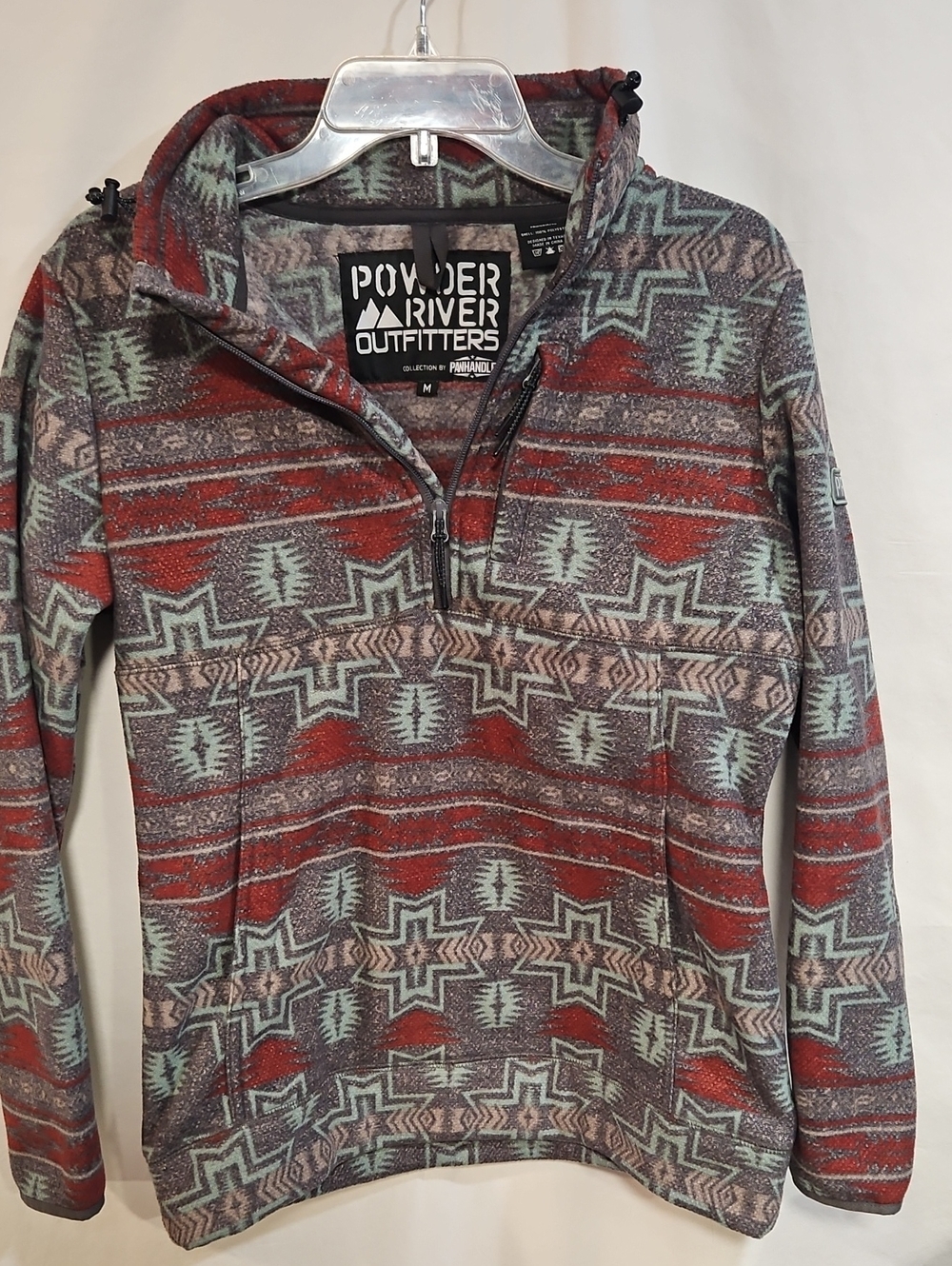 Powder River Outfitters Men’s Aztec Half-Zip Performance Fleece — Teal, & Gray